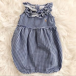 RALPH LAUREN baby girl’s blue, gingham romper!